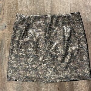 Free People camo/black reversible sequin mini skirt size 4